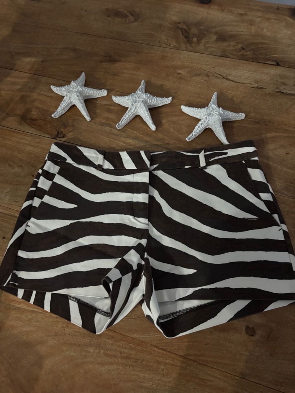 Michael Kors Brown & White Animal Print Shorts